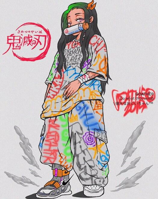 插画家goathe将多位动画角色换上多款潮牌的穿搭,不只将原先的帅气感